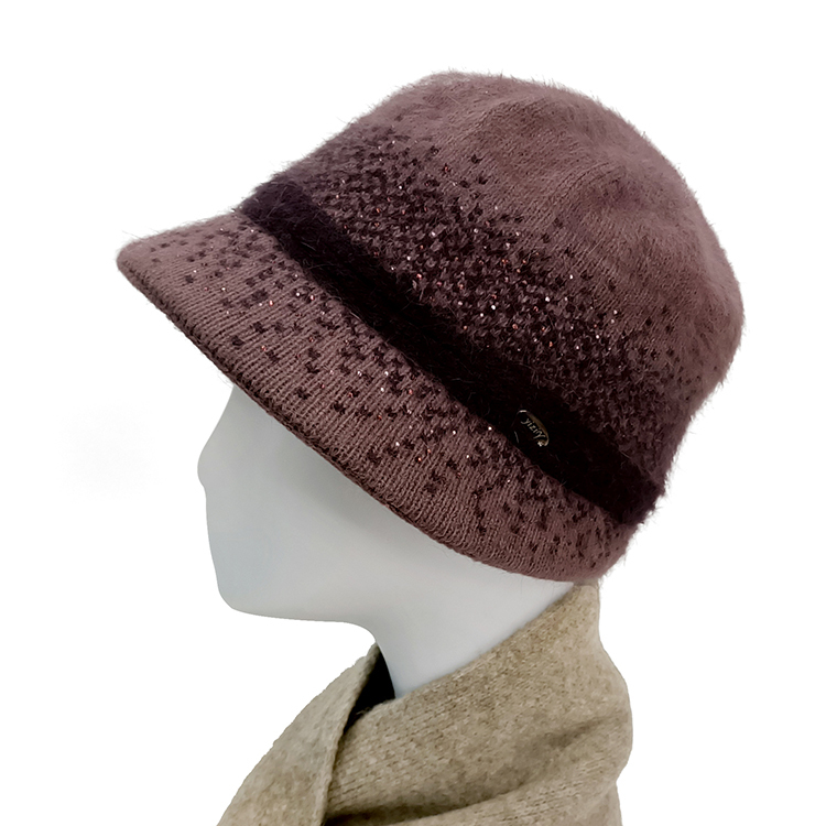 優雅絨毛仕女帽-紫色