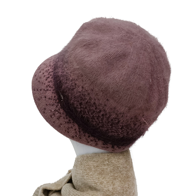 優雅絨毛仕女帽-紫色