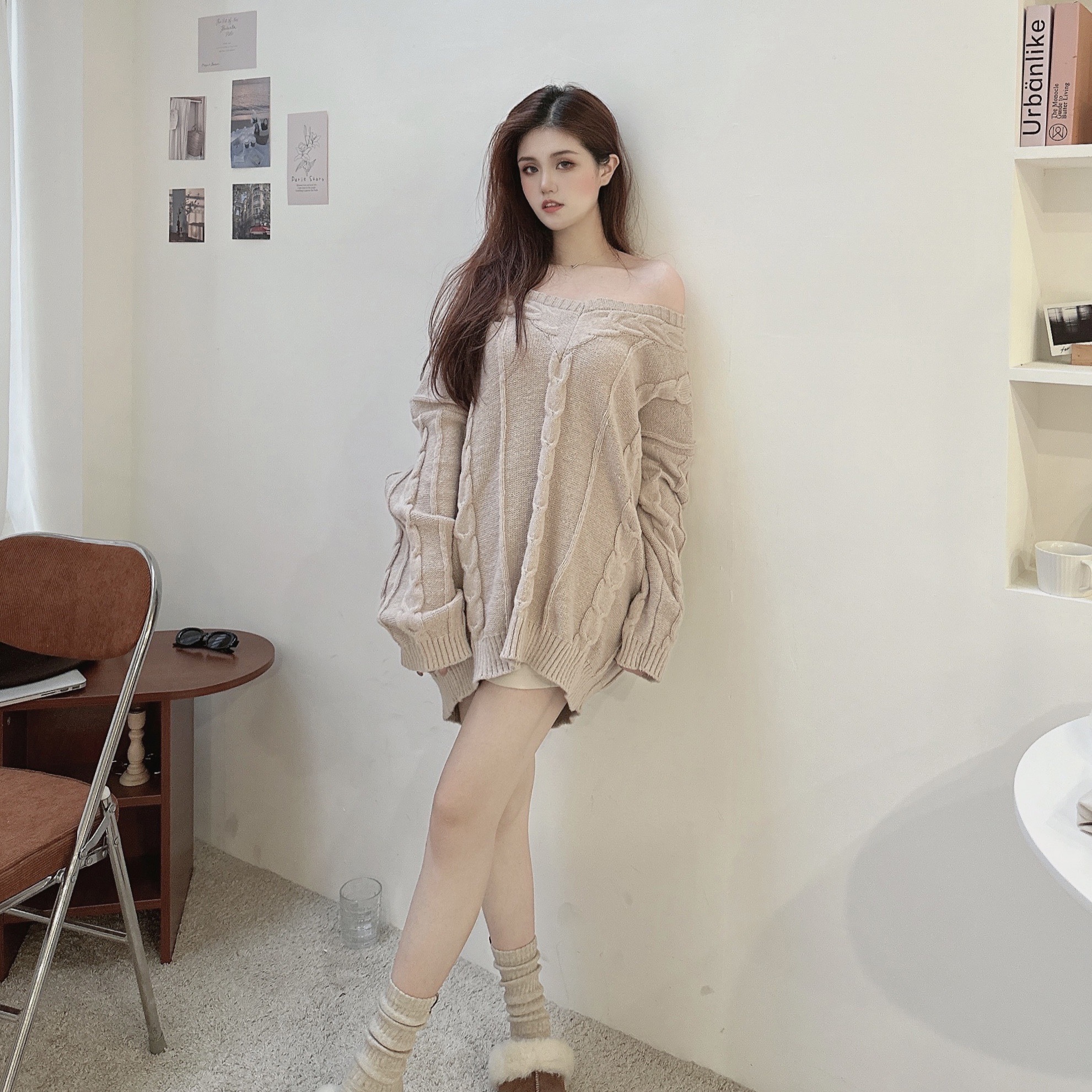 寬鬆立體麻花毛衣/二色