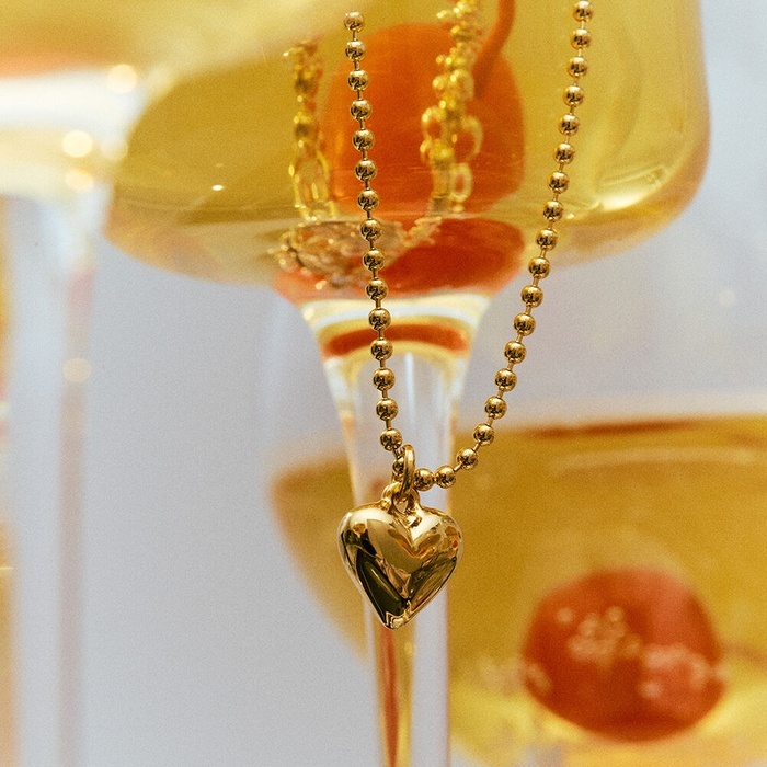 VINTAGE HOLLYWOOD Petit Heart Ball Chain Necklace