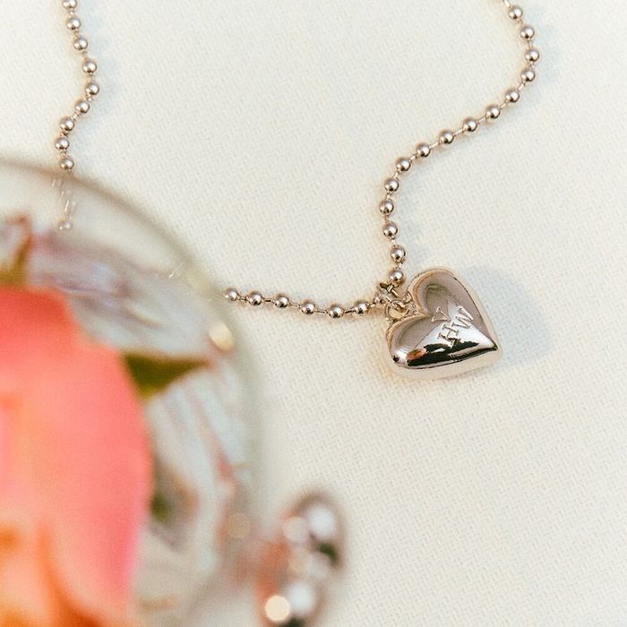 VINTAGE HOLLYWOOD Heart Ball Chain Necklace