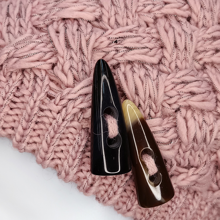 牛角扣針織貝蕾帽-粉色