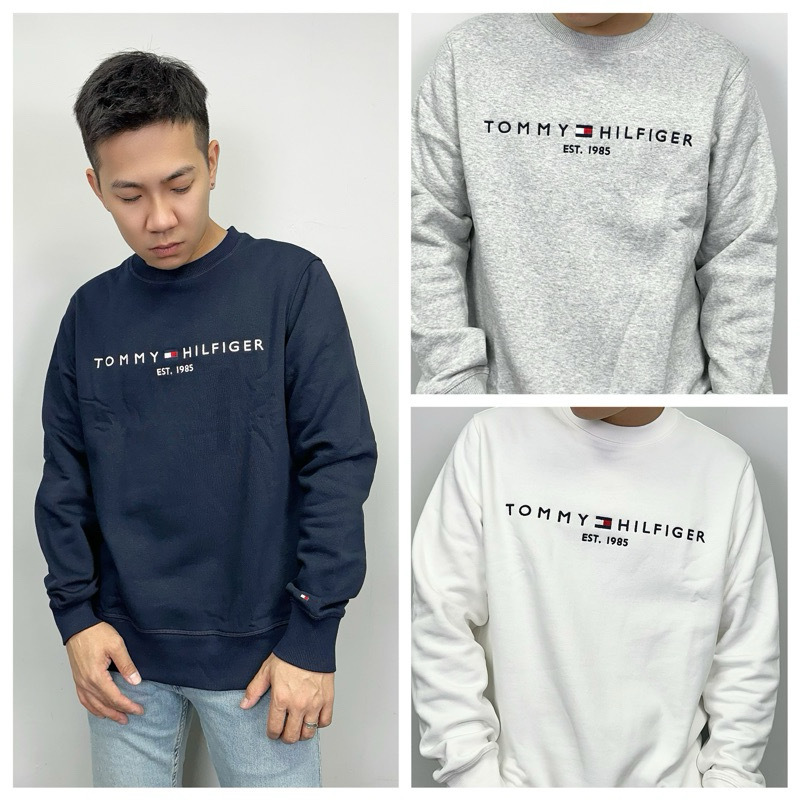 Tommy Hilfiger 經典電繡字母國旗 內刷毛 大學T 長袖上衣