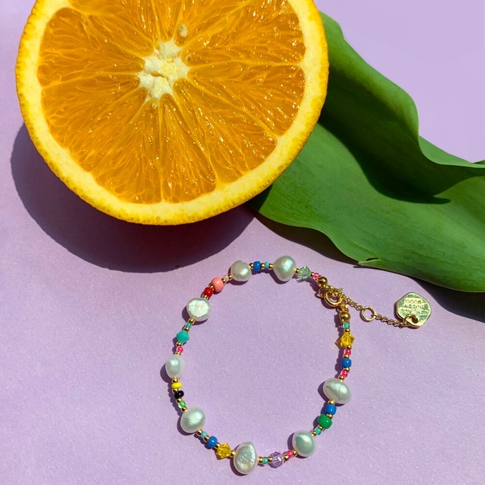 VINTAGE HOLLYWOOD Pearl n Crystal Beads Bracelet