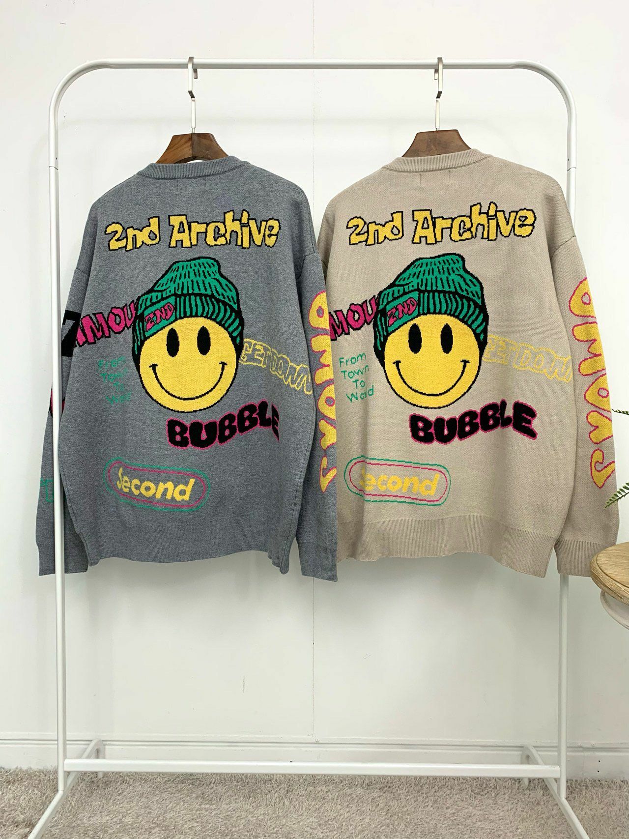 圓領英文字哈哈笑針織衫 2nd ARCHIVE-061T