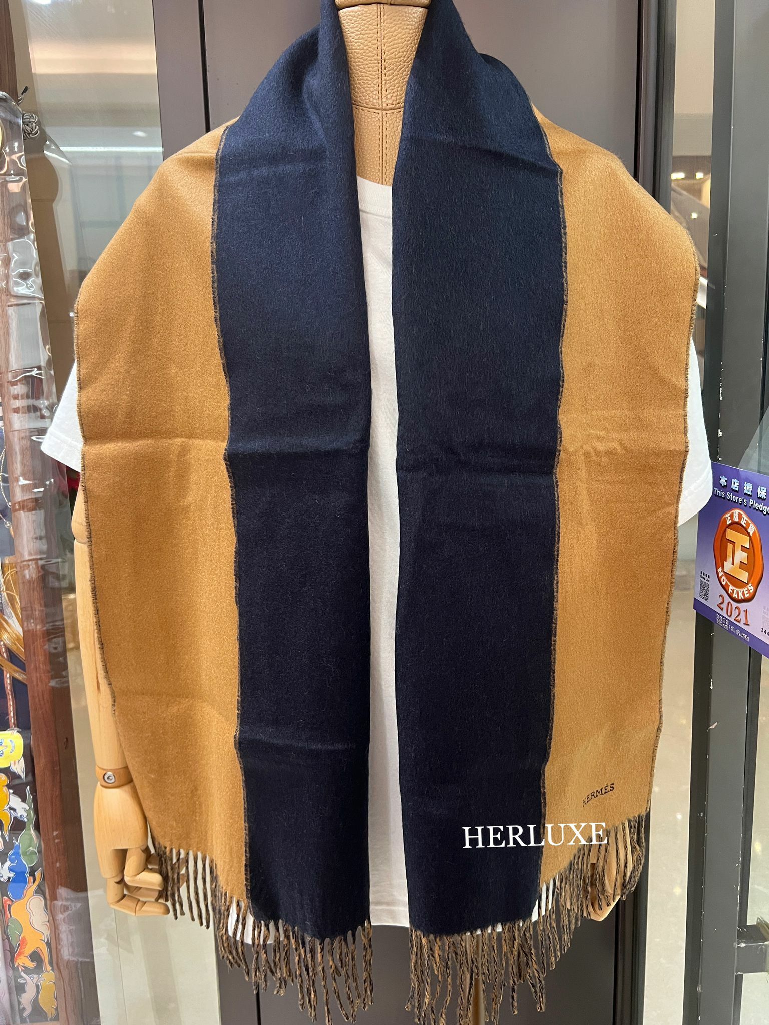 Unie brodee muffler 40x160cm gold / bleu