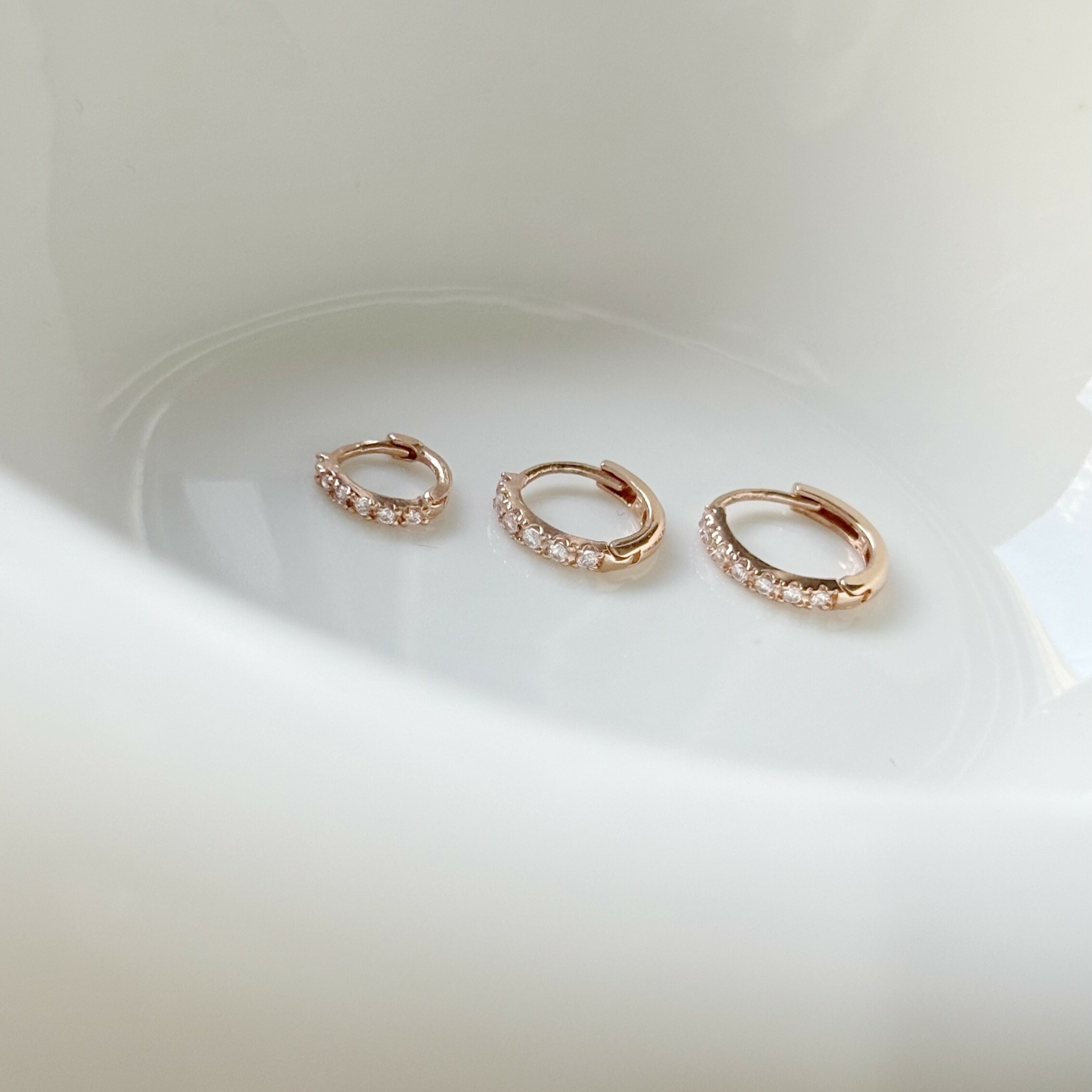 14K半圈排鋯耳圈