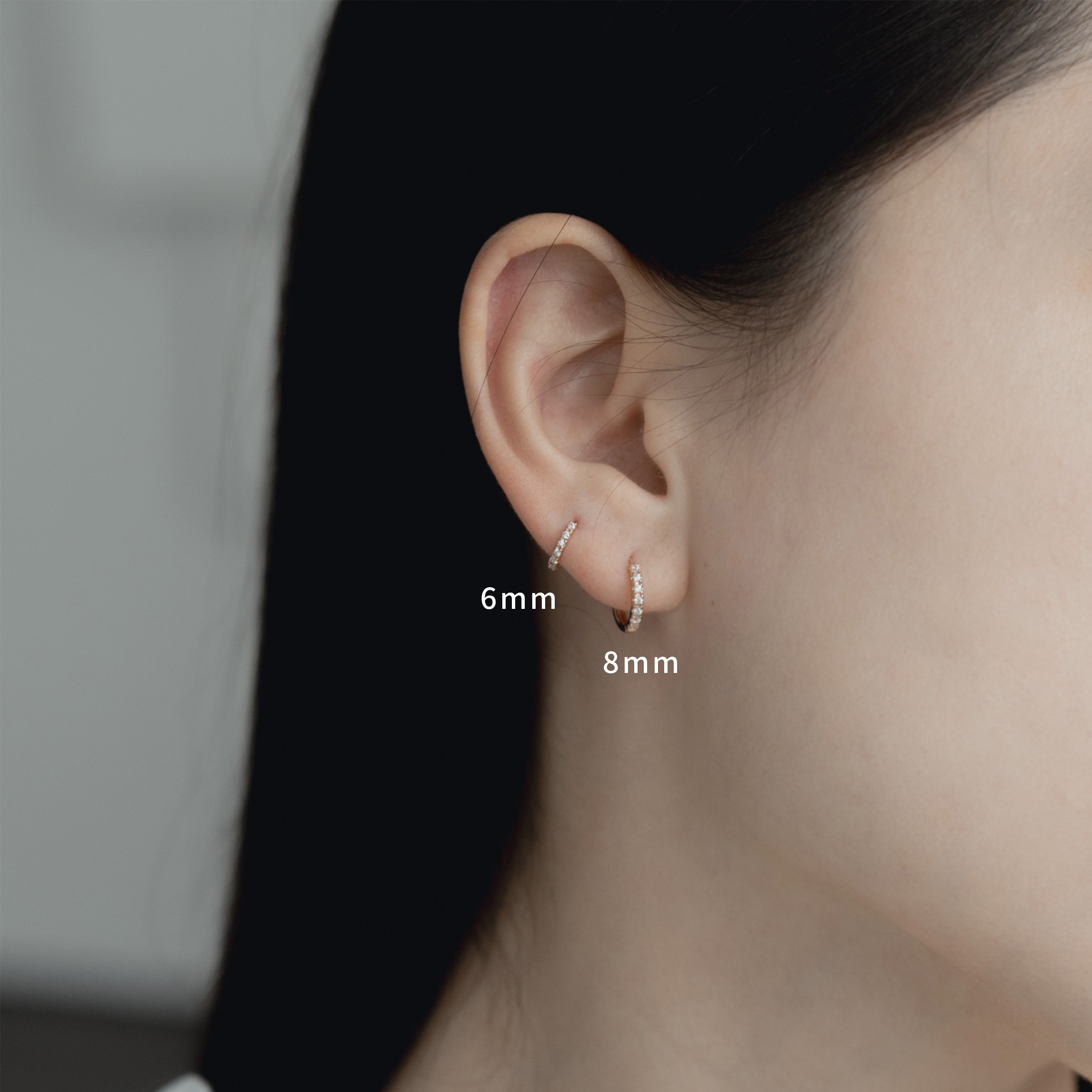 14K半圈排鋯耳圈