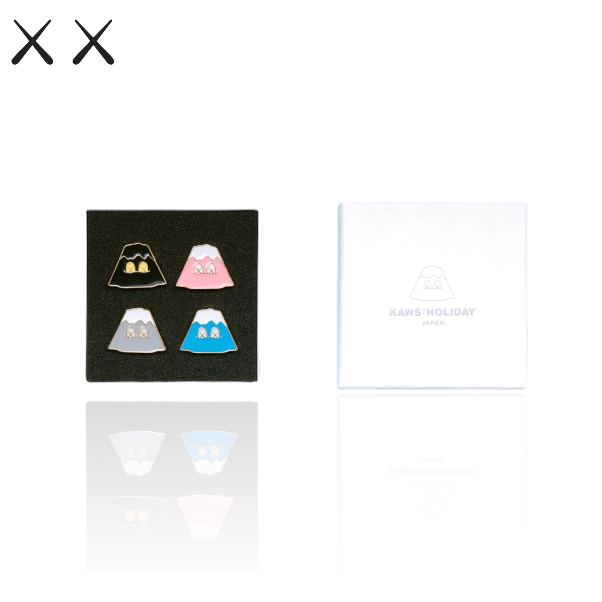 🥇現貨🥇 KAWS JAPAN HOLIDAY MOUNTAIN FUJI PINS SET OF 4