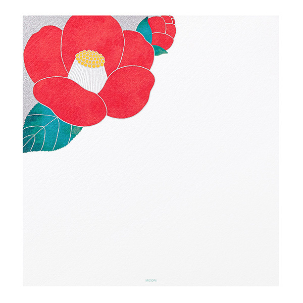 紅白山茶 越前和紙 16枚便箋 JAPANWORKS｜日本MIDORI