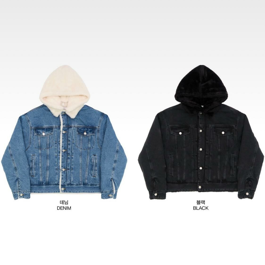 拼毛毛帽牛仔褸(毛毛帽可拆) DOAN-002JK