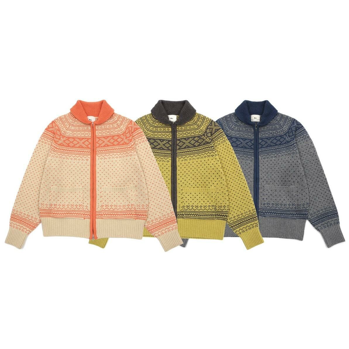 民族花拉鍊針織外套 DOT-058JK