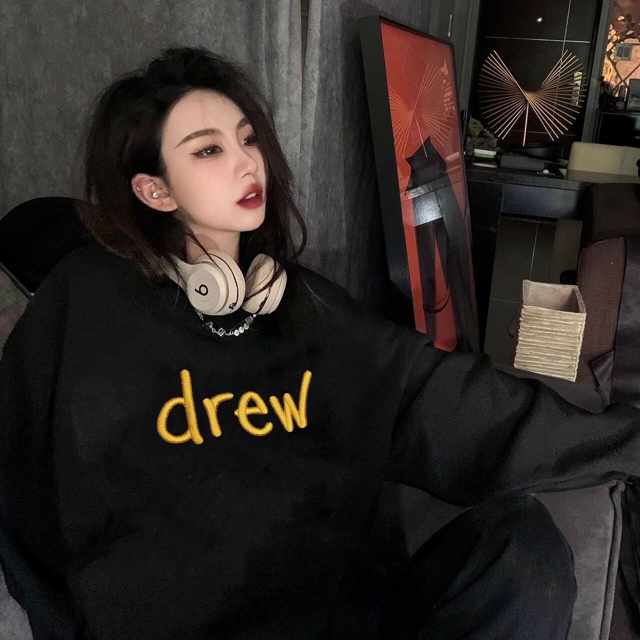 Drew House 字體刺繡大學T