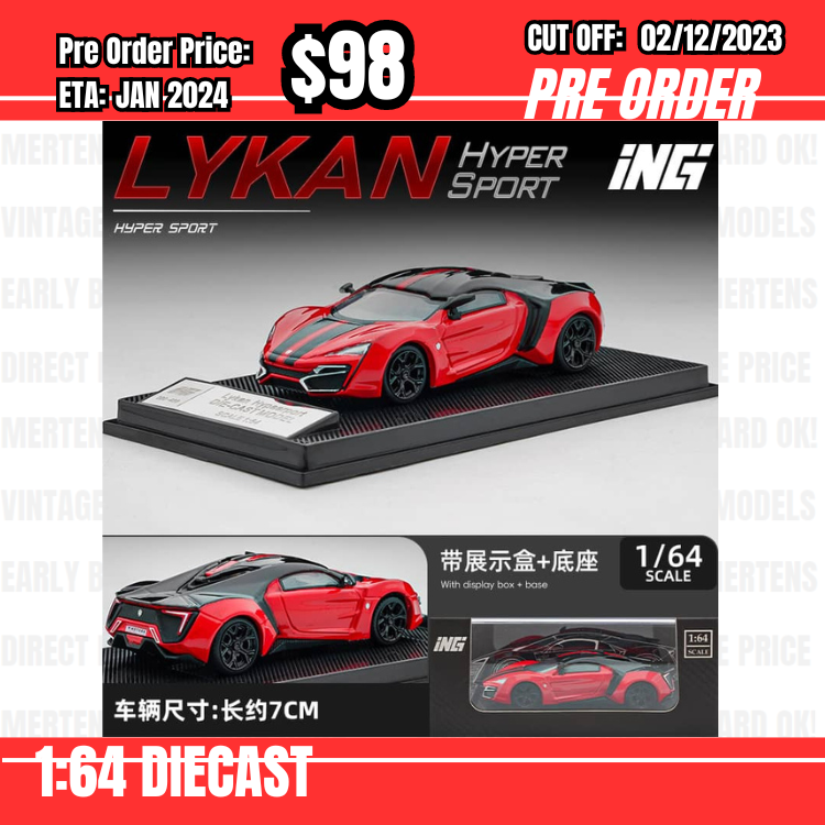 PO-$98 * ING * 1:64 Lykan Hypersports Red Black [OD30/11]