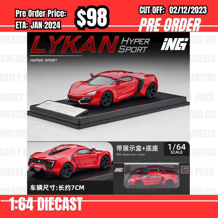 PO-$98 * ING * 1:64 Lykan Hypersports Red [OD30/11]