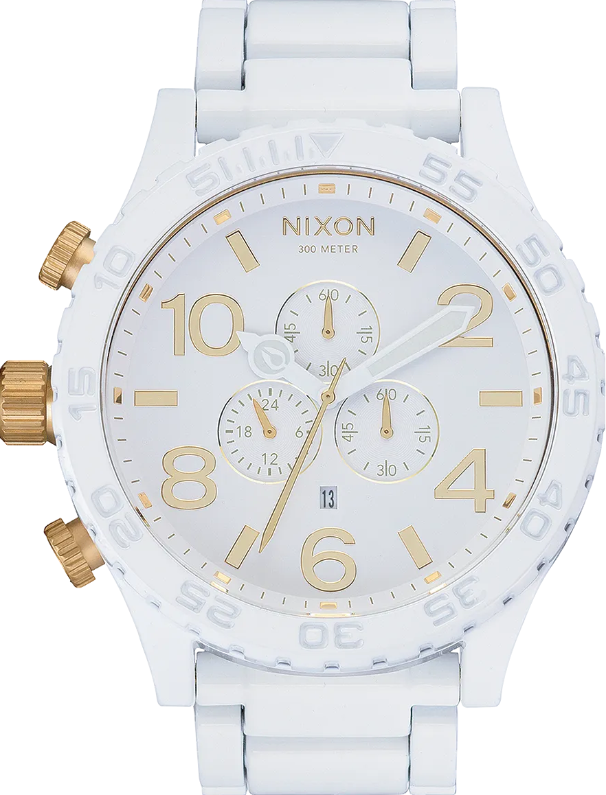 萬年鐘錶 - NIXON 尼克森 THE 51-30  CHRONO  純白大錶徑計時碼表系列 300M防水潛水男錶  A083-1035 錶徑51MM
