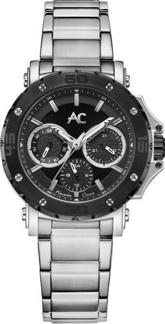 萬年鐘錶 - Alexandre Christie  9205系列  太空銀三眼造型女錶 9205BFBTBBA 錶徑Ø36*42MM