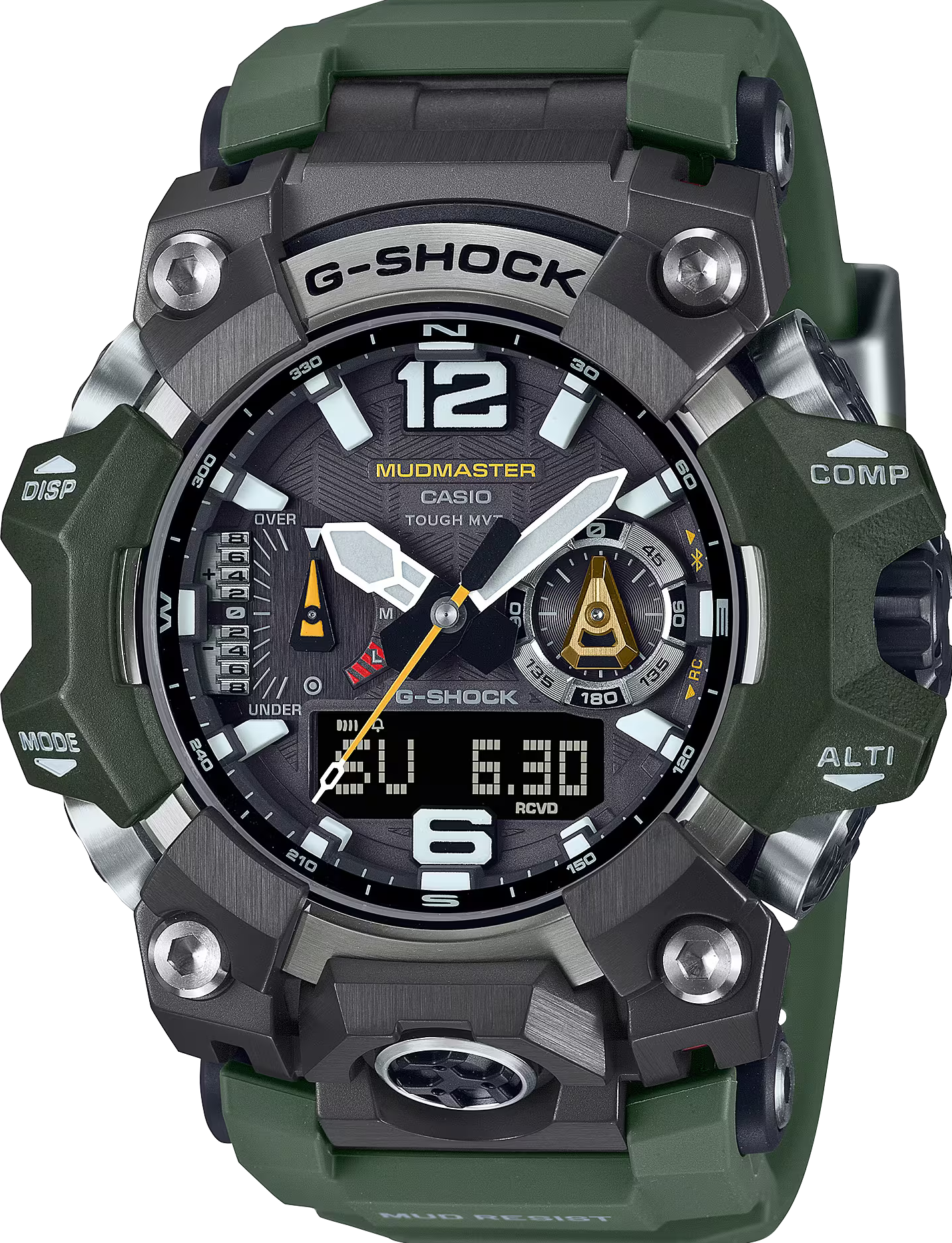 萬年鐘錶 - G-SHOCK   MUDMASTER 防塵泥藍芽電波太陽能三重感測器強悍運動電子錶 GWG-B1000-3A 錶徑 : 52.1mm