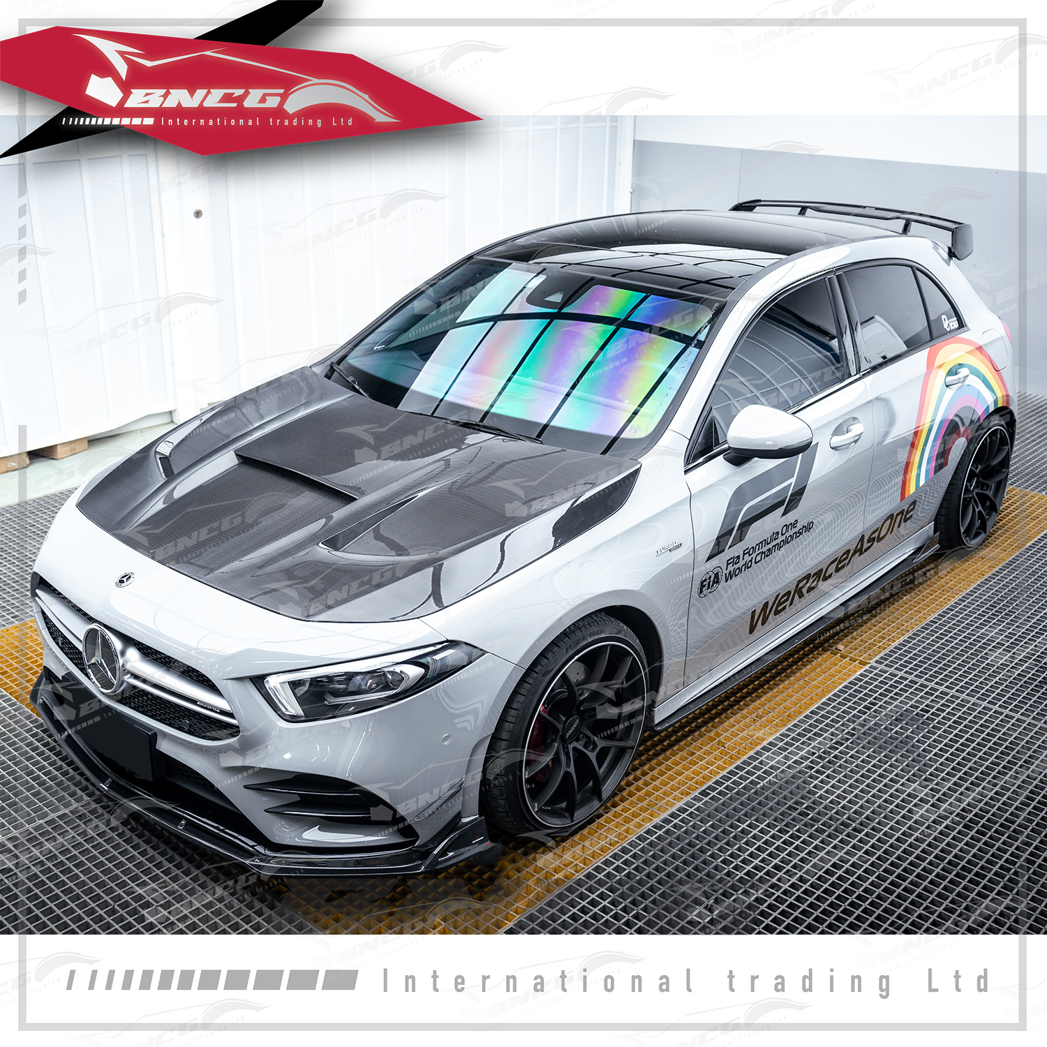 賓士 Benz A Class W177 五門版 改裝 碳纖維 空力套件 AE款 前下巴 風刀 後下巴 頂翼 引擎蓋