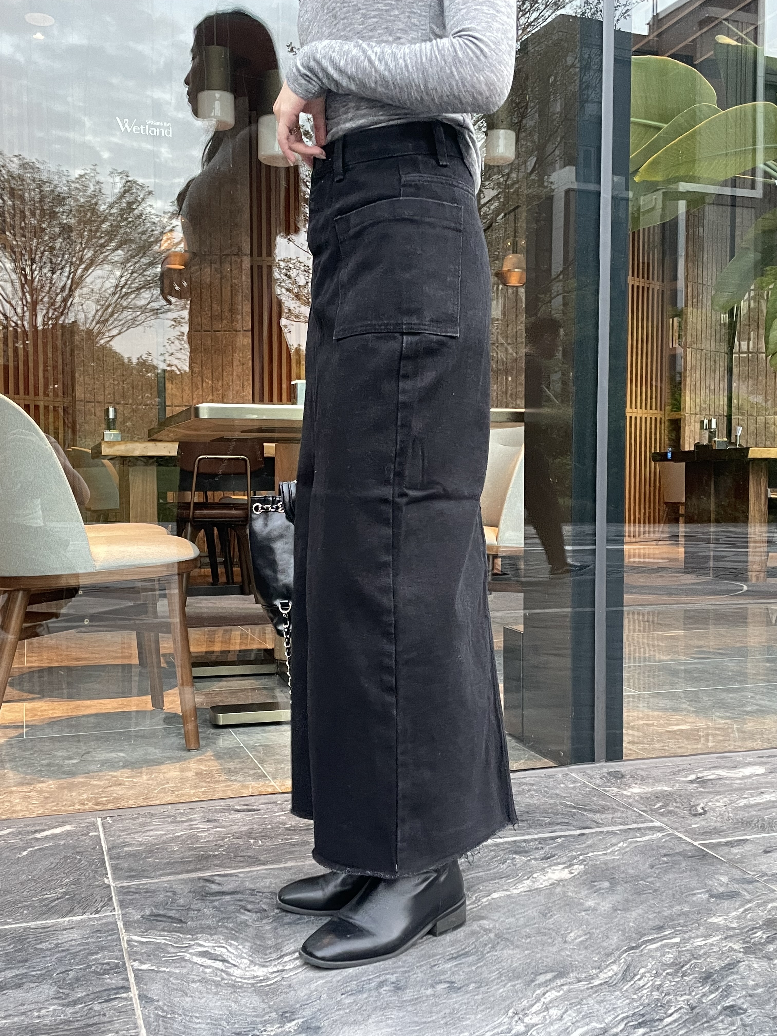 (現貨)  超高腰前開叉牛仔裙SK1105 (S)