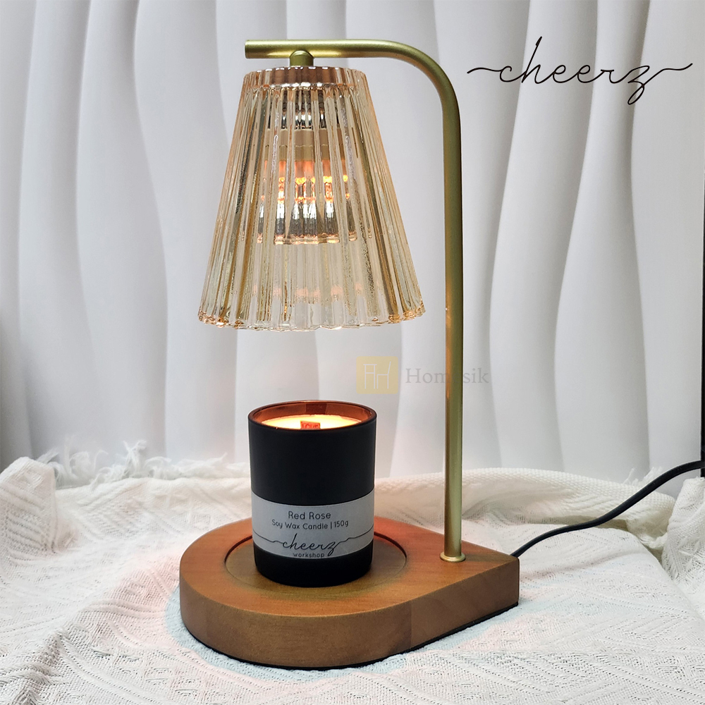 胡桃木香氛融蠟燈(琥珀玻璃)  香薰蠟燭燈