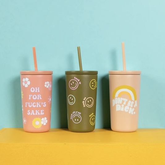 美國 Talking out of Turn/ 16oz環保吸管杯/ Smiley
