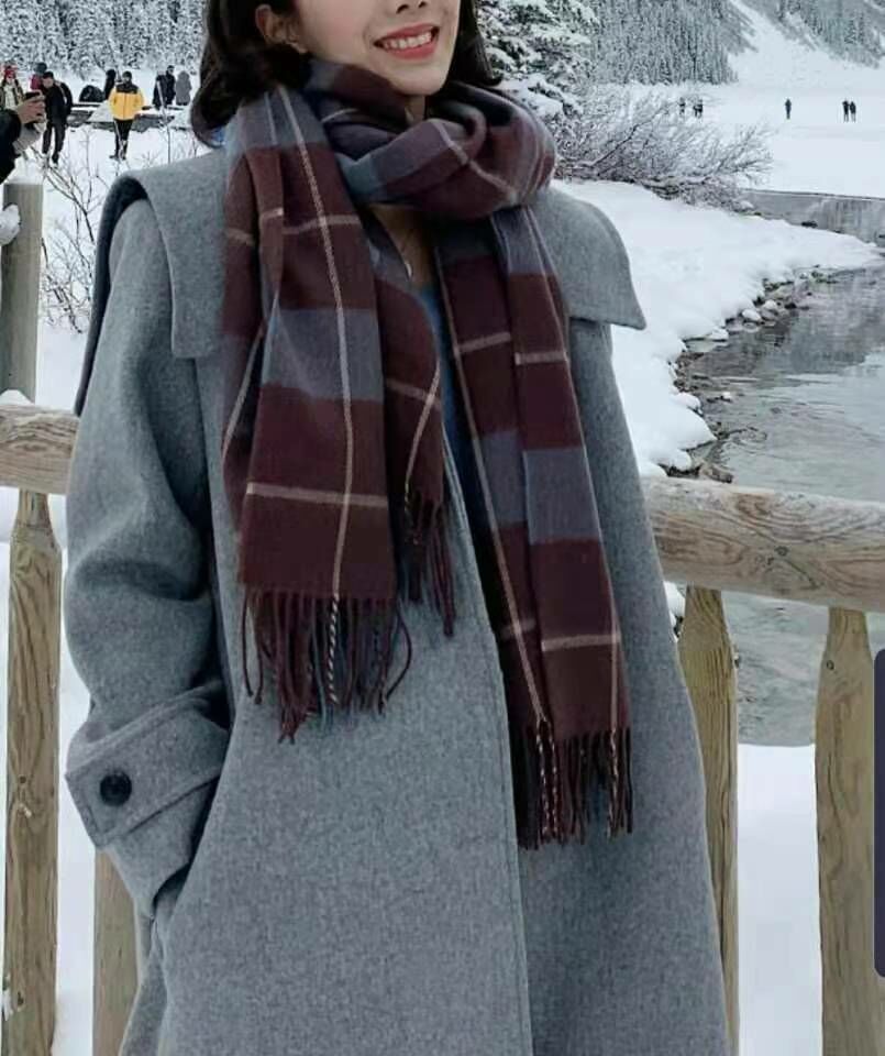 N802 仿羊絨英倫格仔頸巾