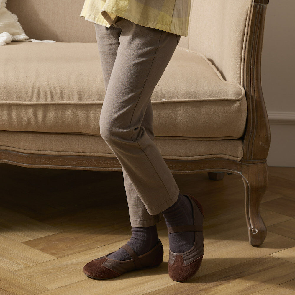 PIPPY簡約鬆緊腰圍彈性棉長褲 棕