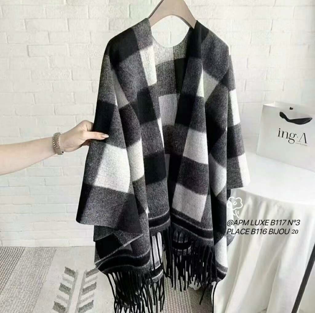 N812 雙面著格仔披肩