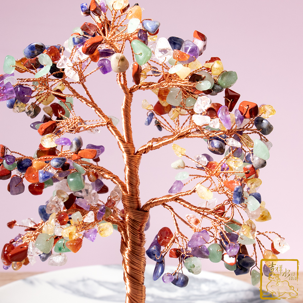 五行水晶．粉水晶招財發財樹 提升運勢