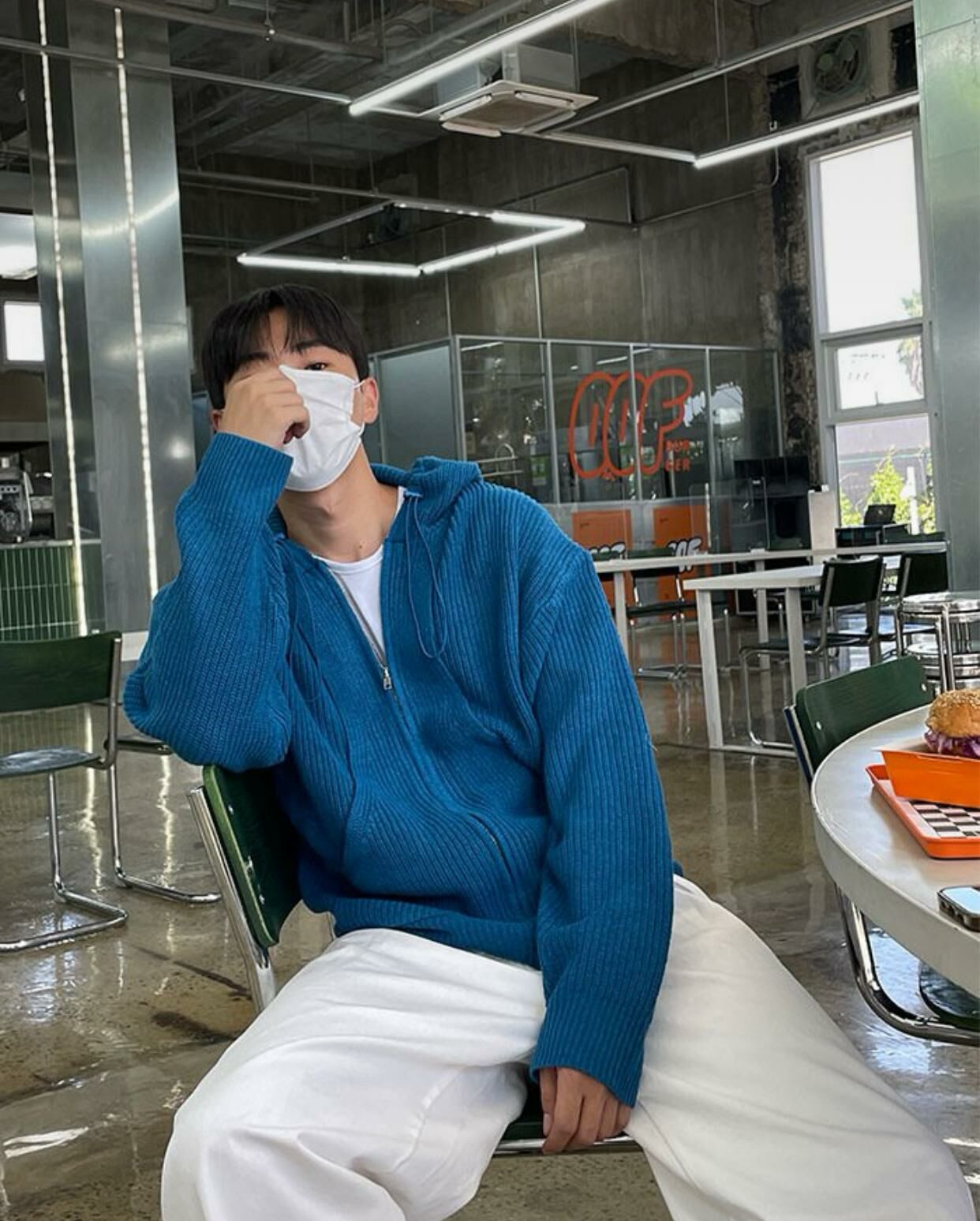 淨色連帽針織拉鍊外套 LOAFER-JK001