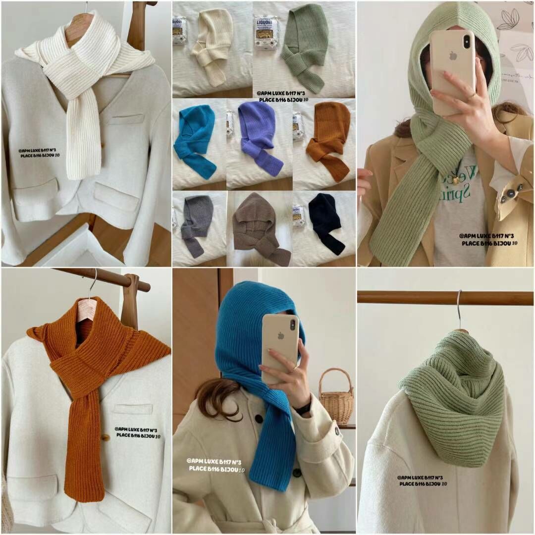 N828 直紋頸巾hoodie帽