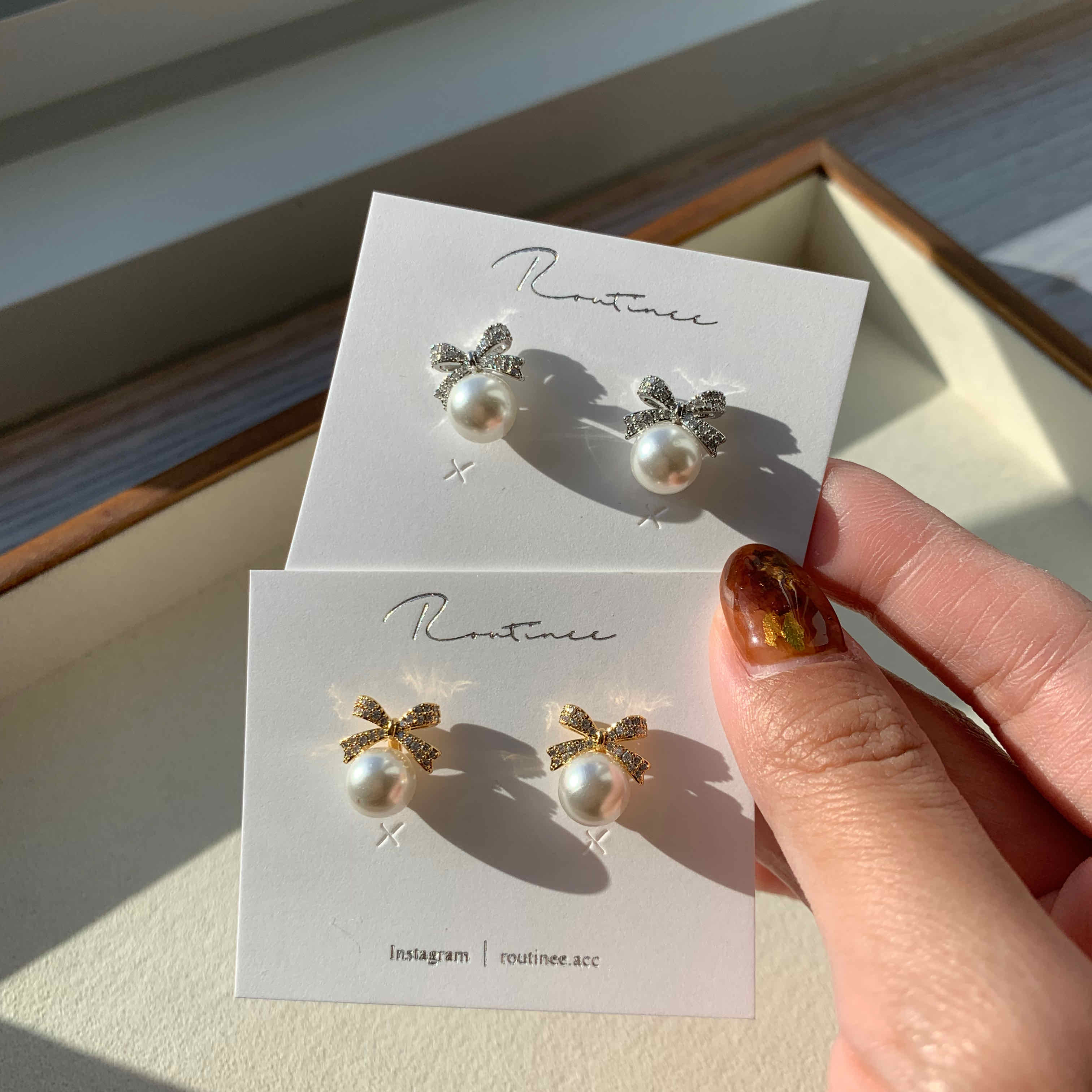 🇰🇷聖誕結珍珠耳環 純銀針｜2 color