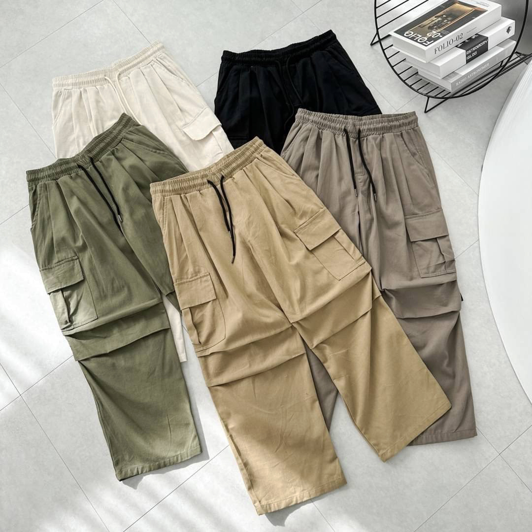 #1722 Outdoor寬版褶線工裝長褲