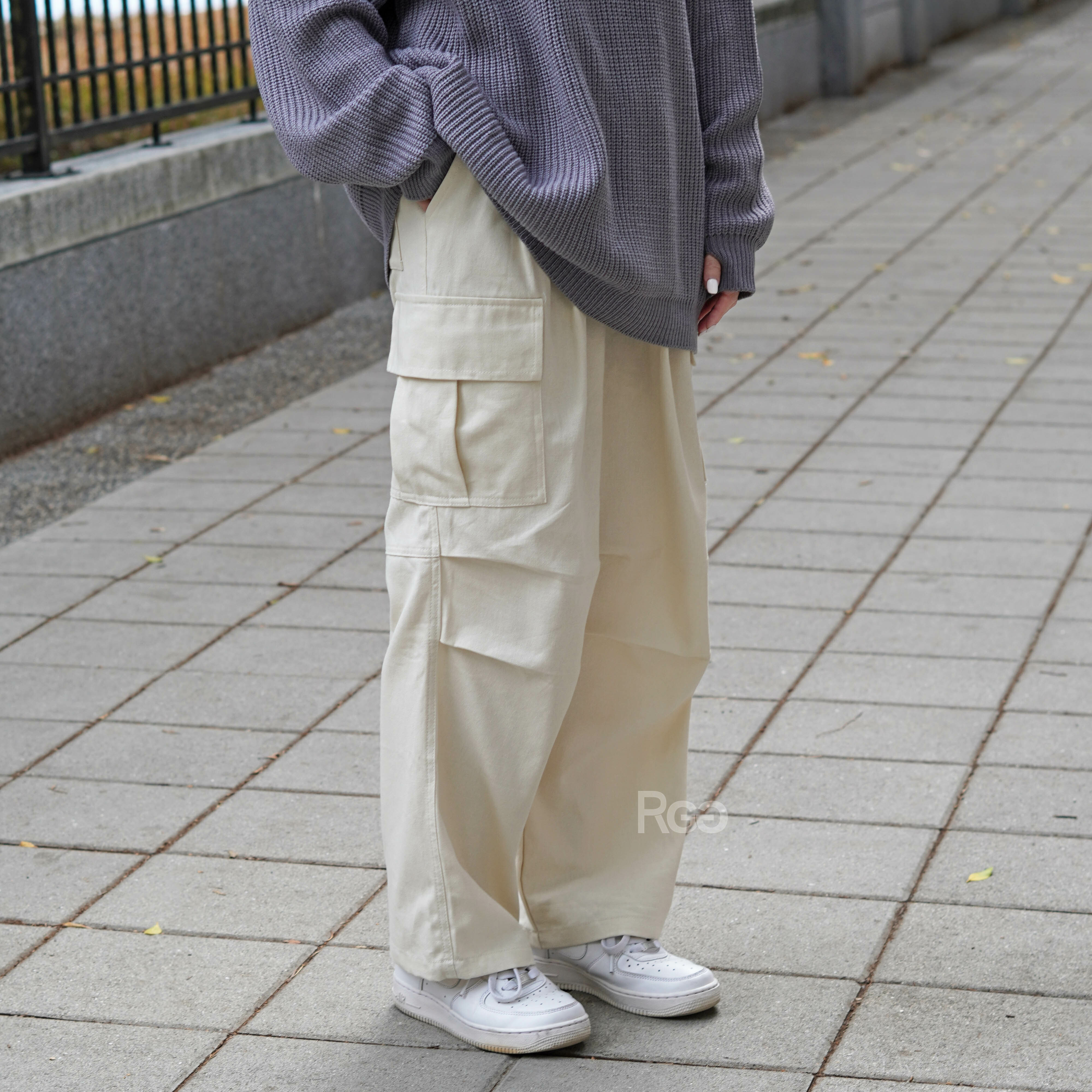 #1722 Outdoor寬版褶線工裝長褲