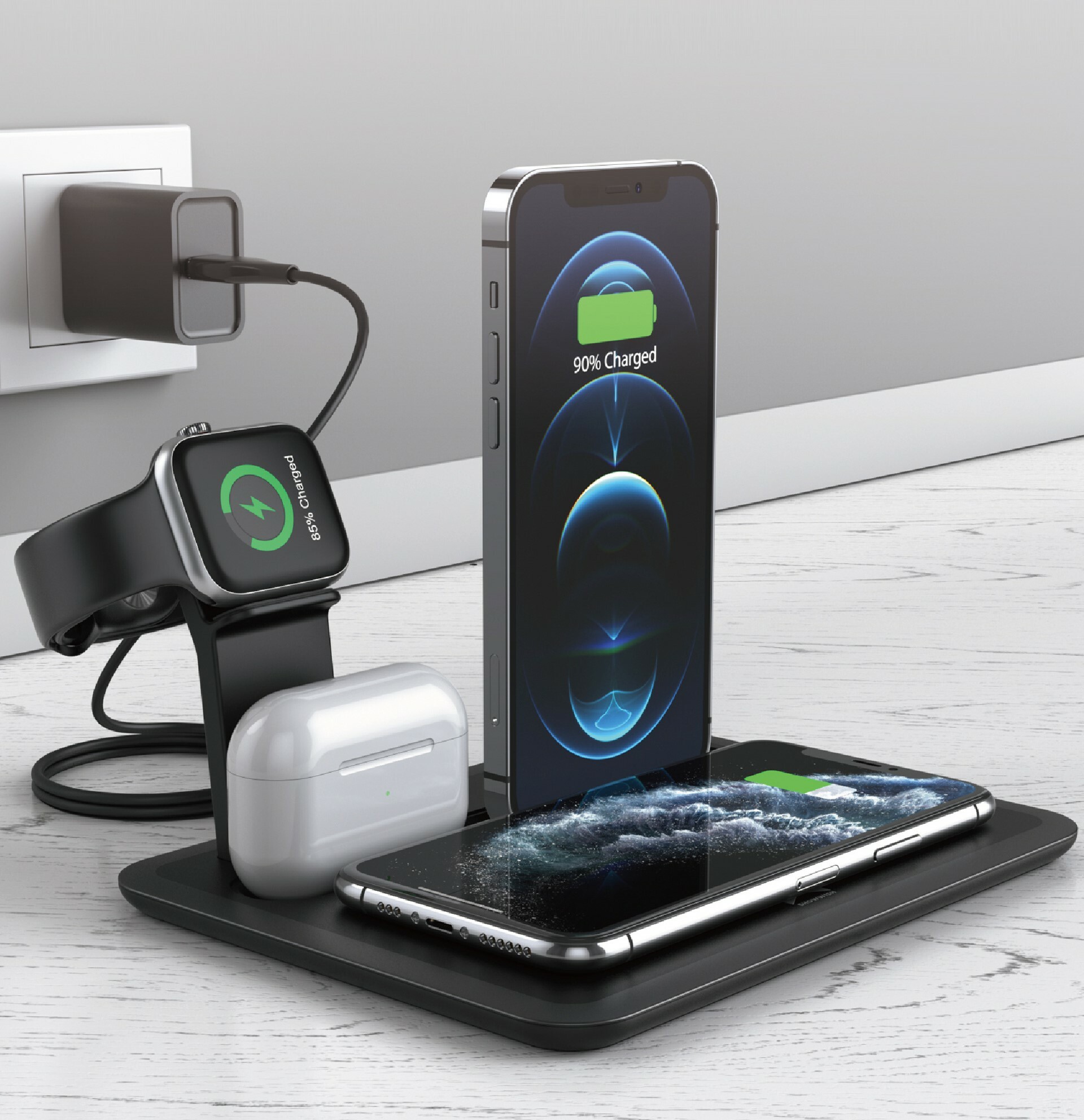 【怪獸選物 IDEAMON】4 in 1 四合一極速充電座 升級版 蘋果/安卓無線充電座