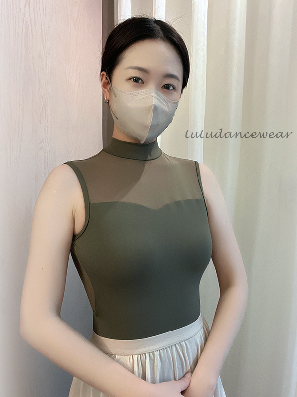 以色列 LULLI【LL-LUB881A 小高領網紗舞衣】可放胸墊