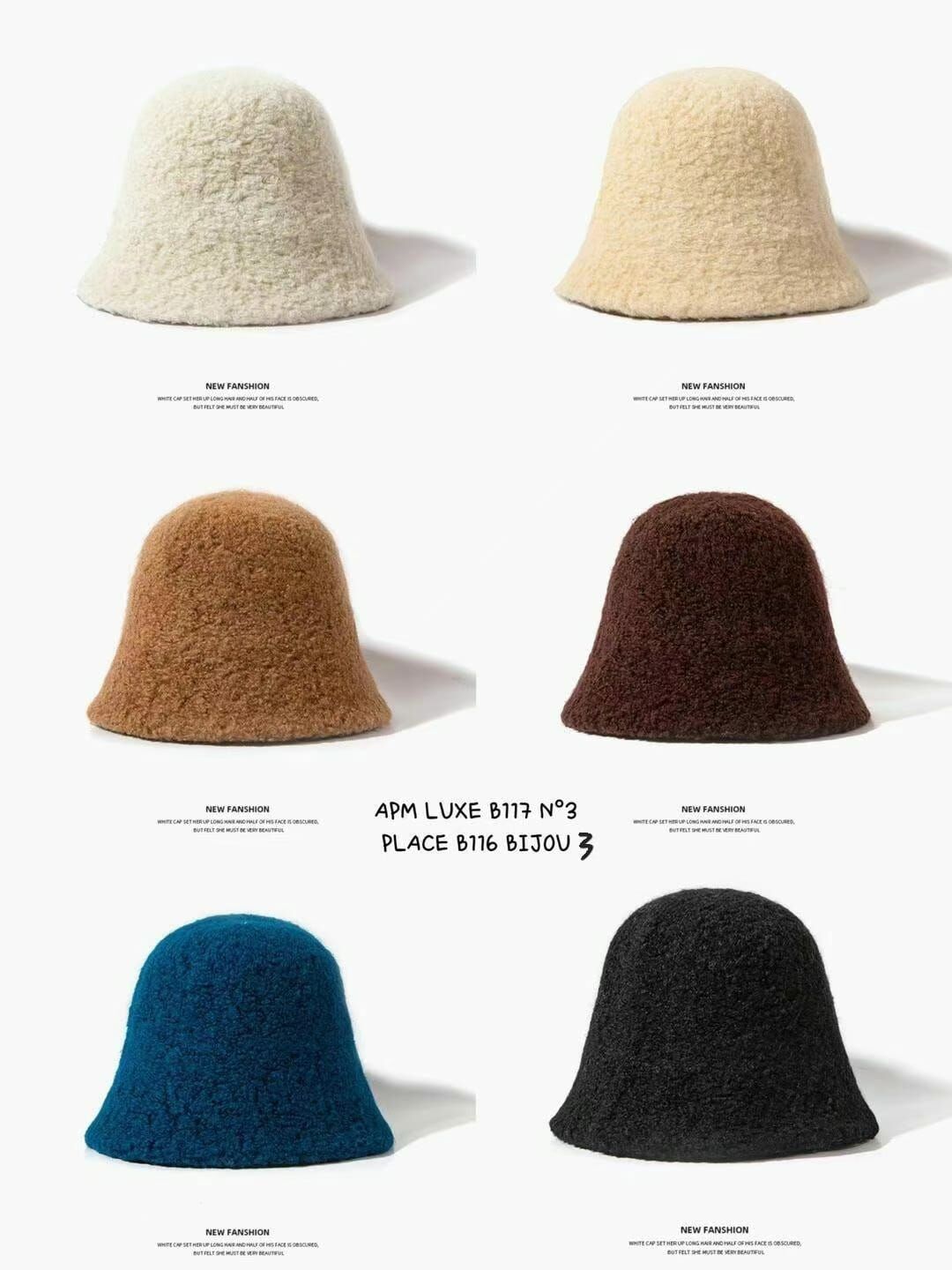 N839 毛呢單色漁夫帽