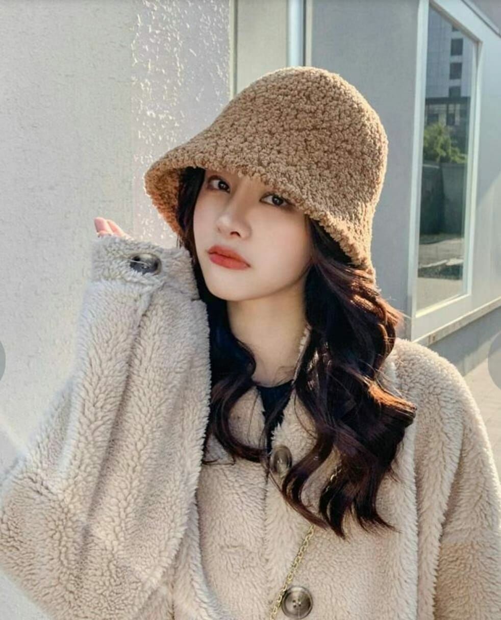 N841 羊羔毛單色漁夫帽