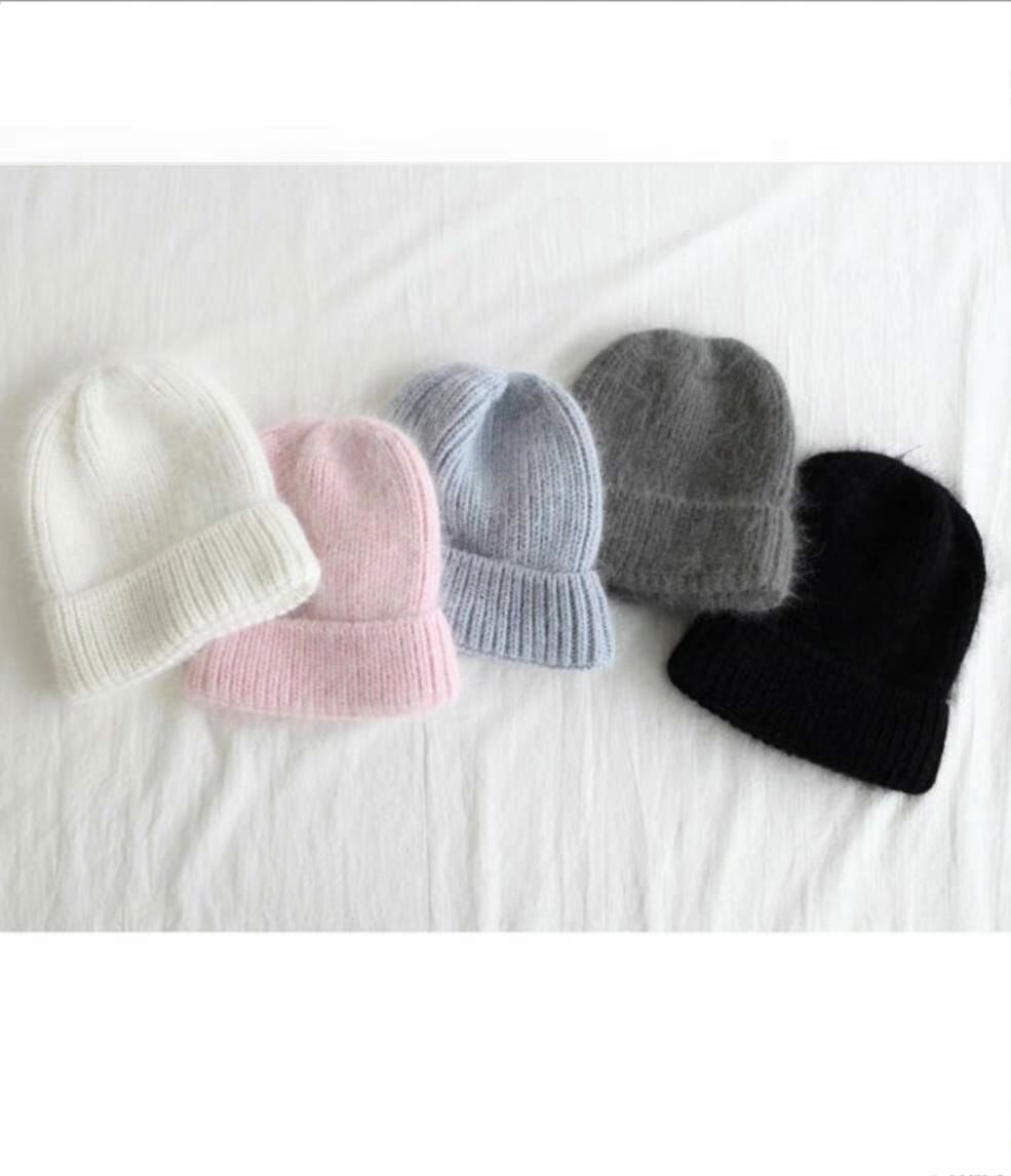 N843 淺色系反摺毛絨冷帽