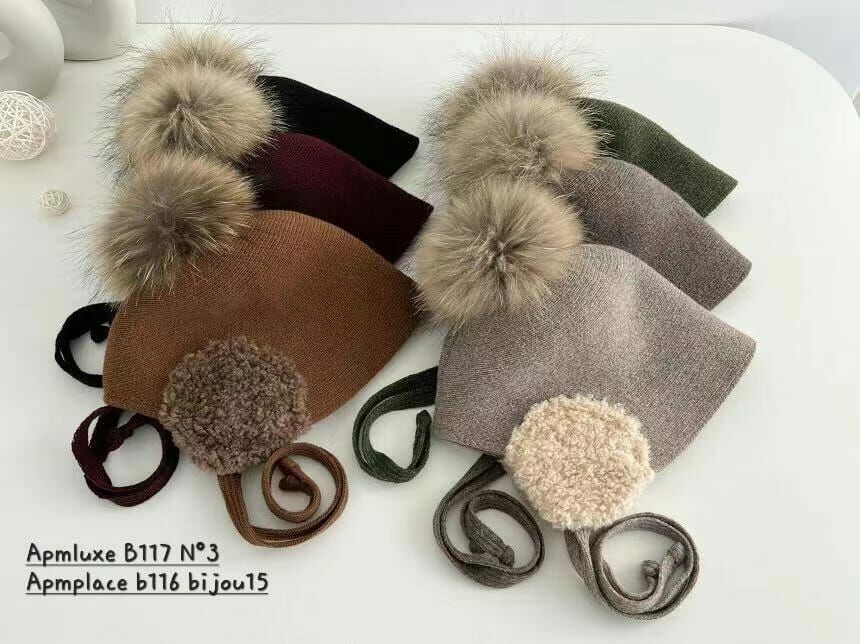 N844 耳罩毛球漁夫帽