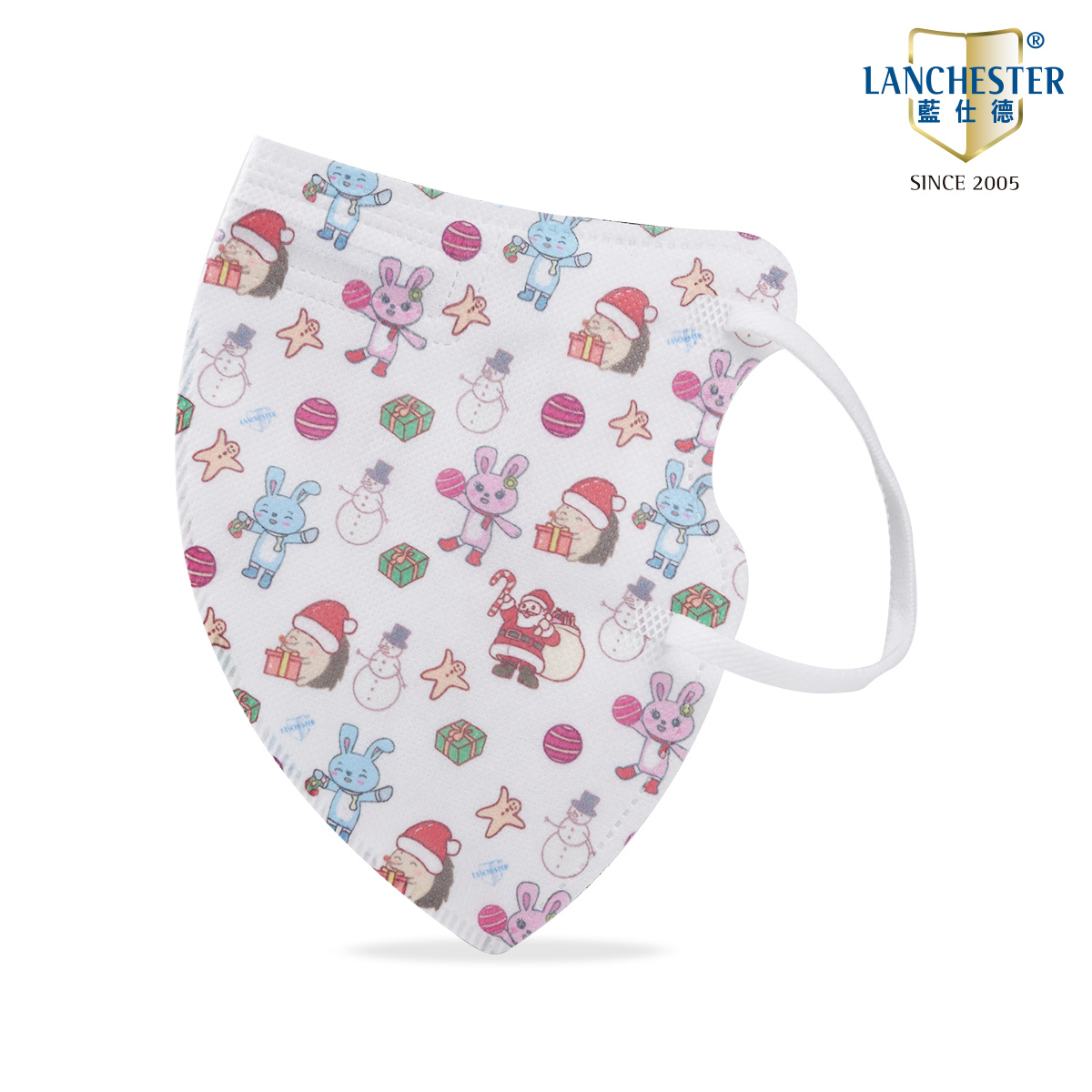 【蘭徹斯特奇遇記 X 動物大派對聖誕系列】3D立體彈力耳繩卡通口罩 (聖誕刺蝟兔兔)成人十片獨立包裝