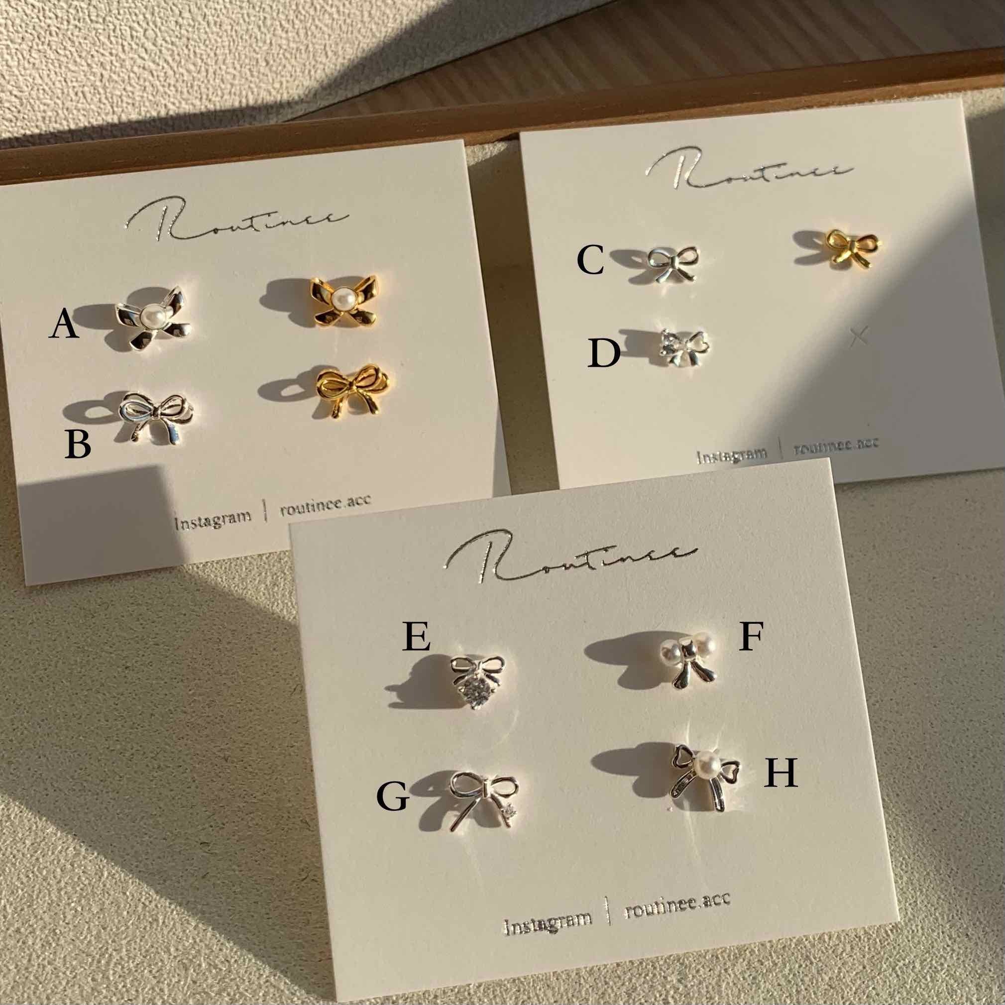 🇰🇷925 silver 迷你蝴蝶結系列耳環（一對販售）