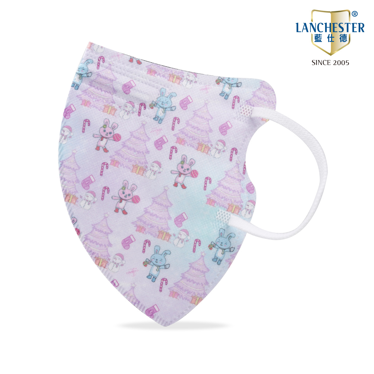 【蘭徹斯特奇遇記 X 動物大派對聖誕系列】3D立體彈力耳繩卡通口罩 (聖誕樹+兔兔)成人十片獨立包裝