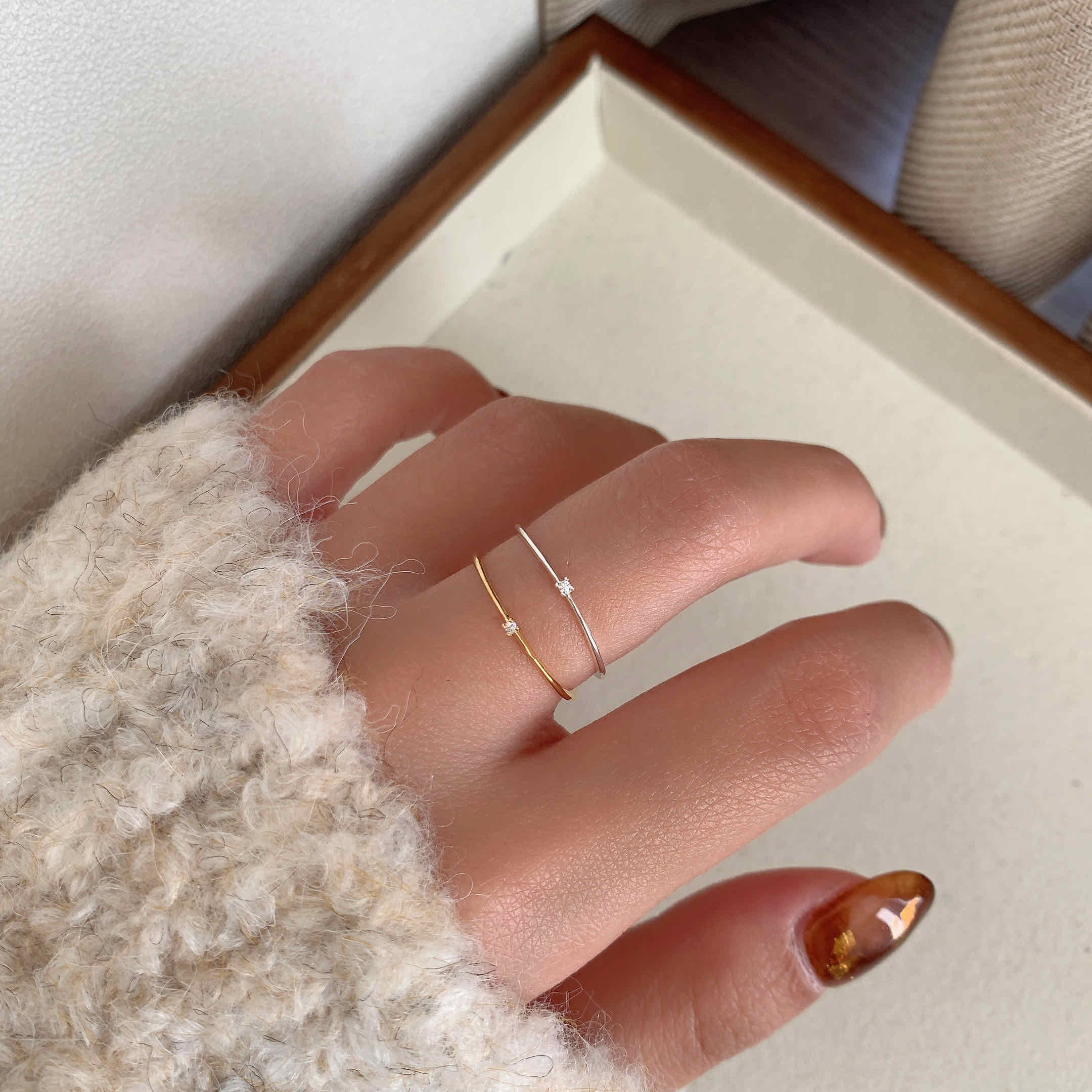 🇰🇷925 silver 迷你小鑽戒指｜2 color