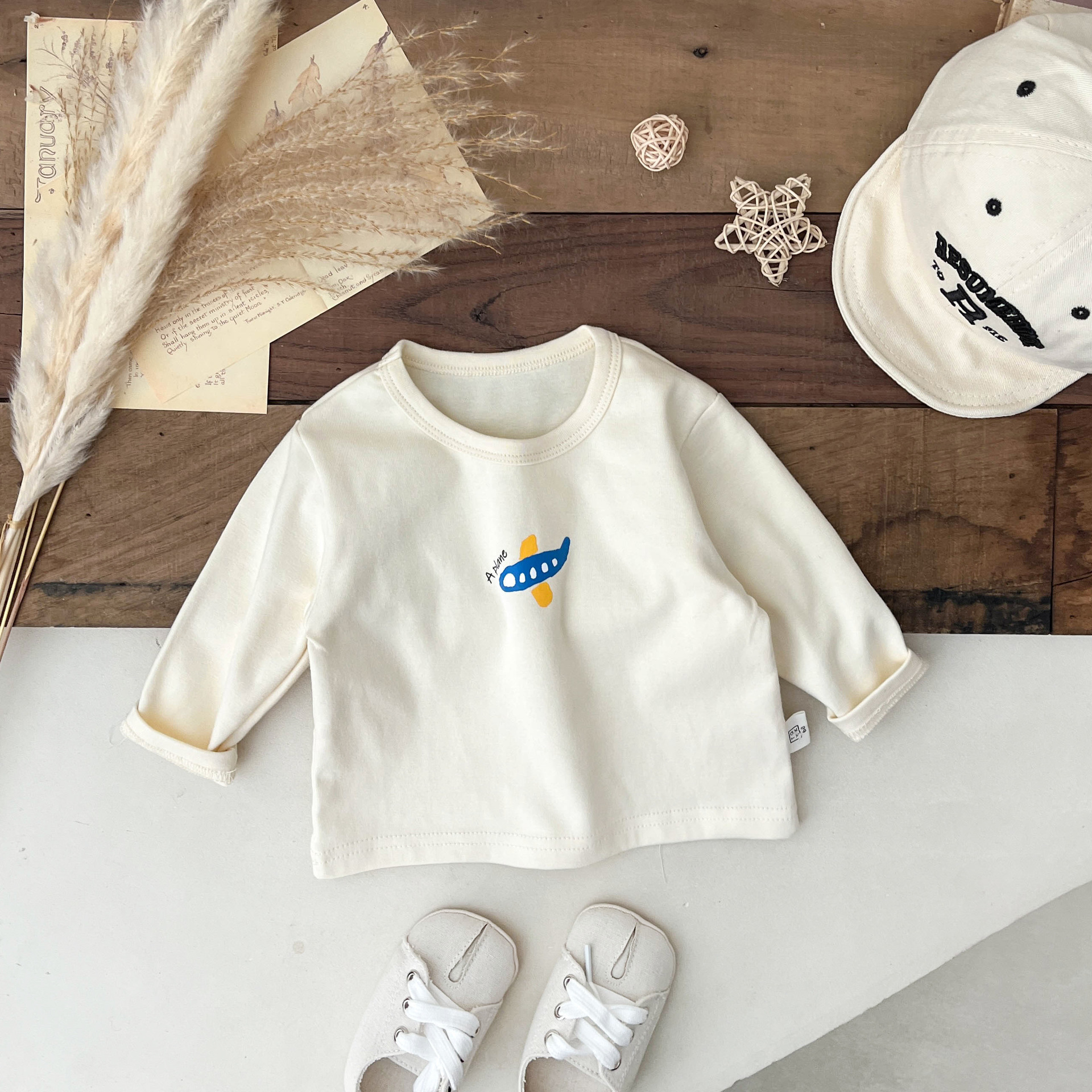 O38BE_A12_C: 米色休閒飛機Tee(pre-order)