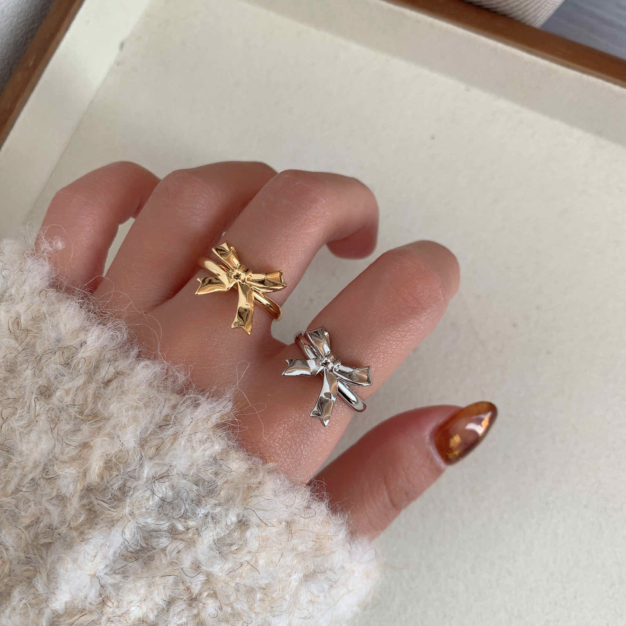 🇰🇷復古蝴蝶結開口戒指｜2 color