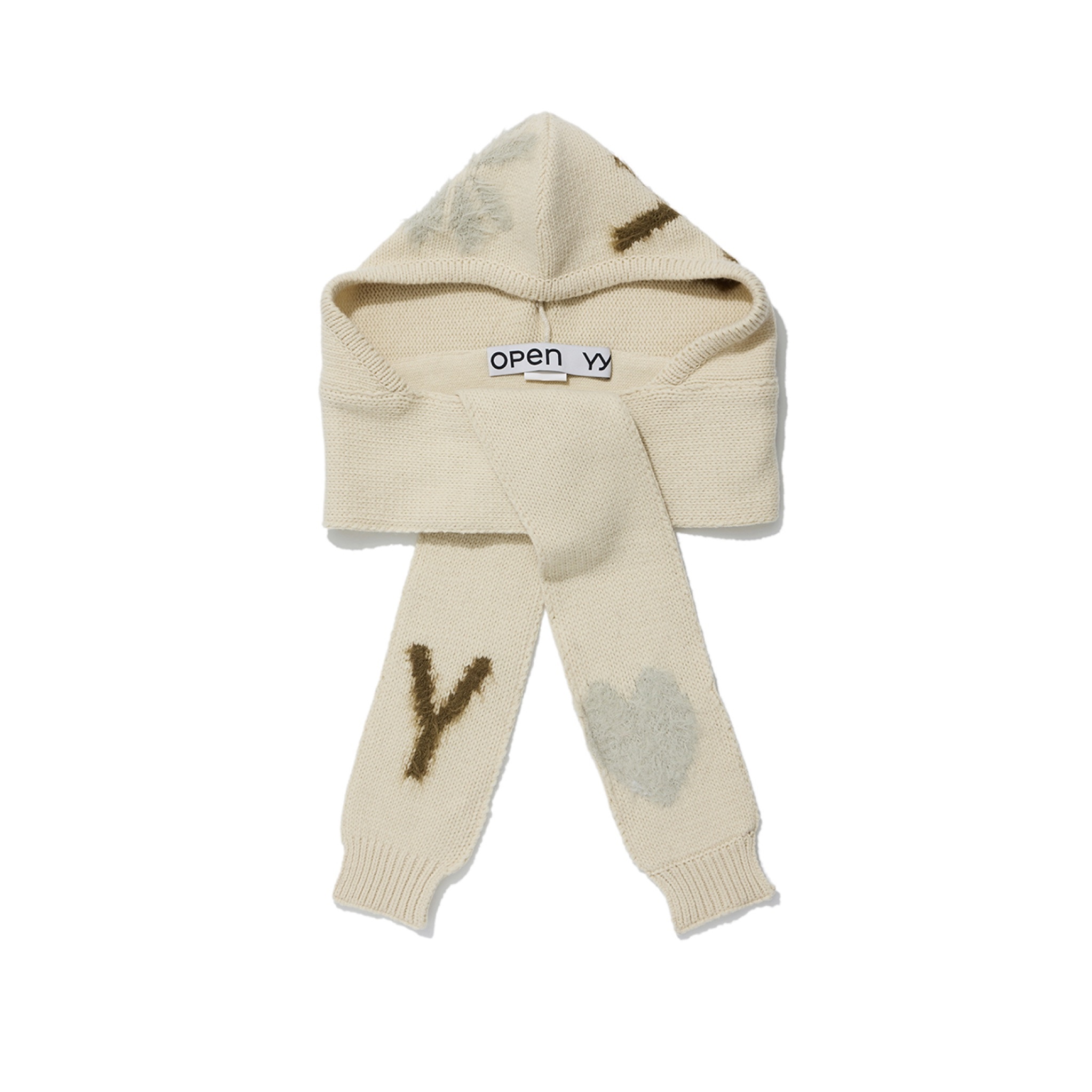 [OPEN YY] SHAGGY JACQUARD HOODED SCARF