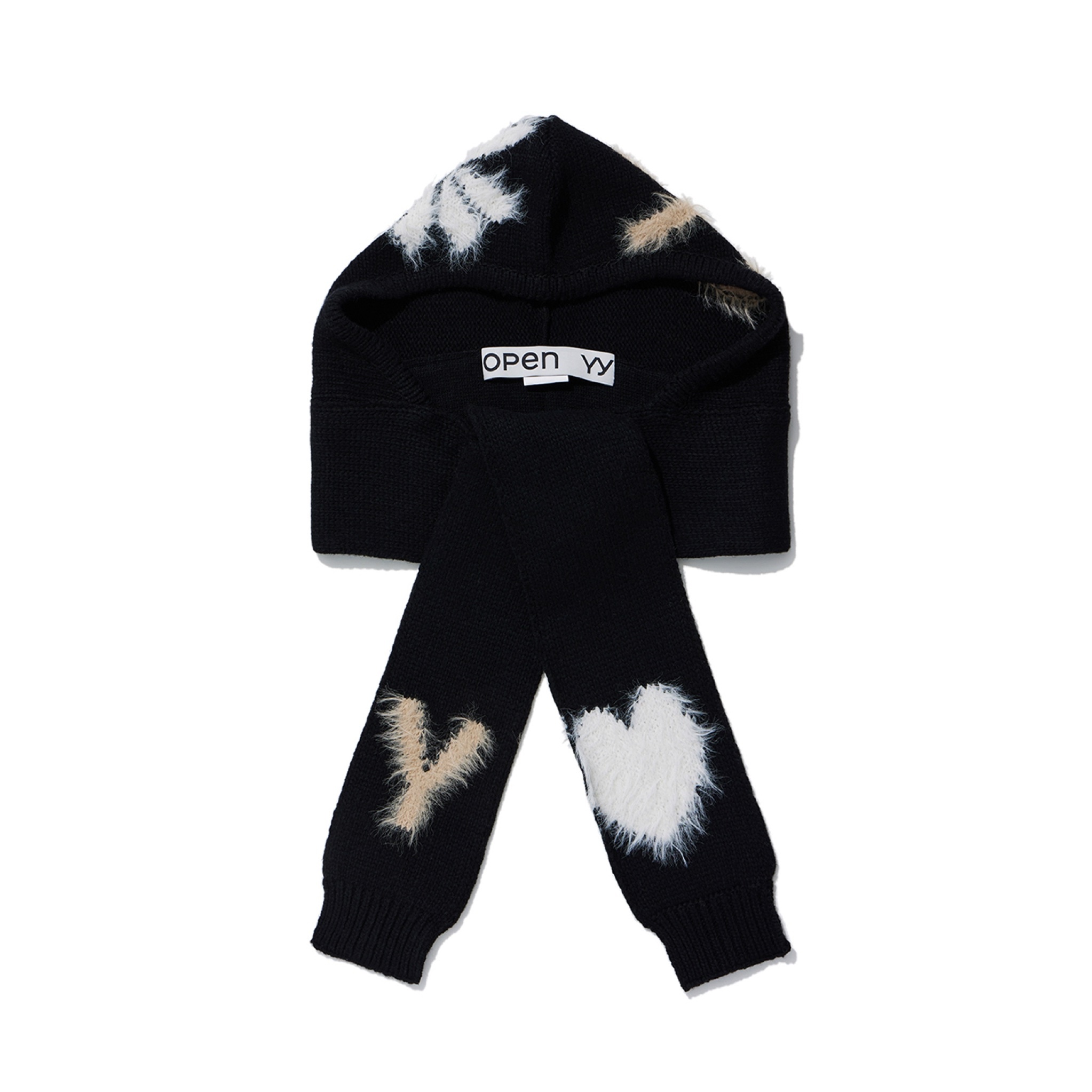 [OPEN YY] SHAGGY JACQUARD HOODED SCARF