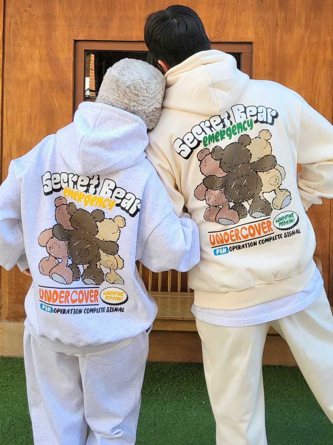 熊仔圖案英文字連帽衛衣 PLUS82HIYA-065T